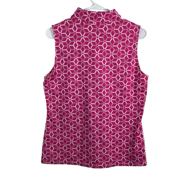 J. McLaughlin Pink White Sleeveless Polo Top - Picture 5 of 11
